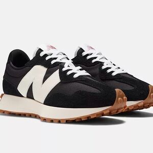 New Balance Women's Black and Cream 327 Sneakers